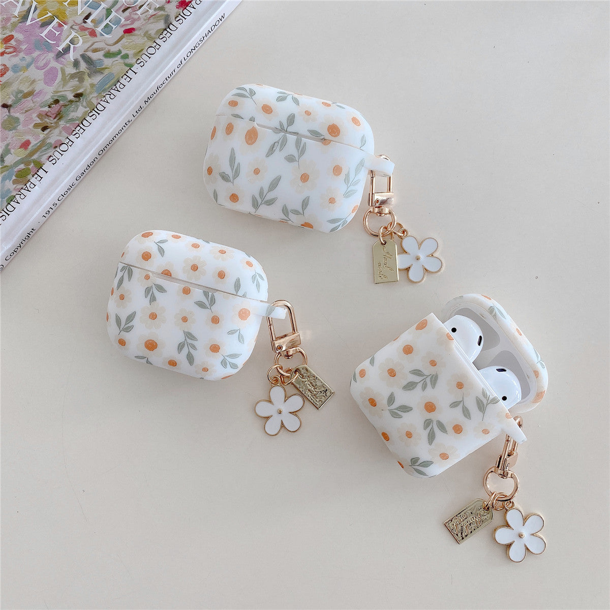 Silicon Print Flower For AirPods 4 Generation Bluetooth Headset Protective Cover
