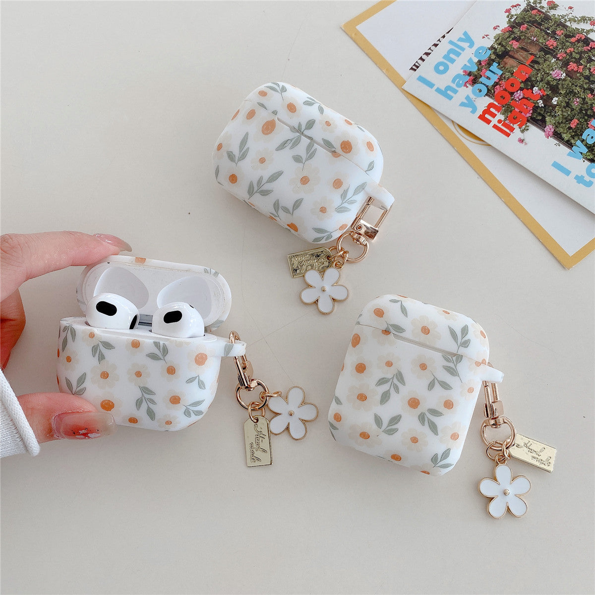 Silicon Print Flower For AirPods 4 Generation Bluetooth Headset Protective Cover